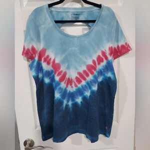 NWOT LIVI Lane Bryant Tie Dye French Terry Short Sleeve Sweatshirt Size 18/20 2X